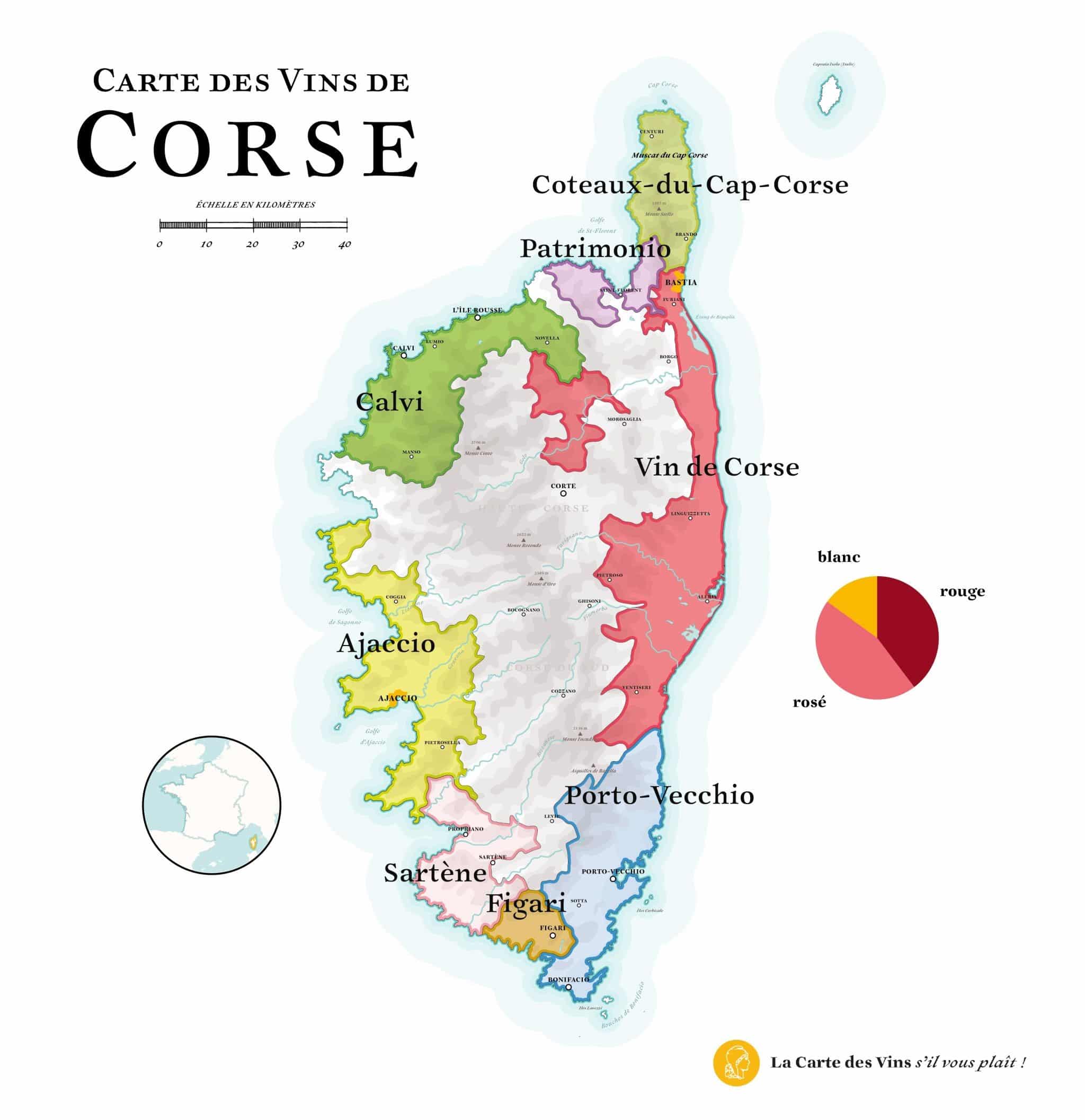 Carte de vins de Corse